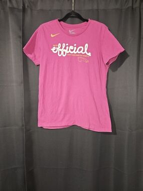 Nike Pink 'Official' Script Graphic Tee Size XL Slim Fit